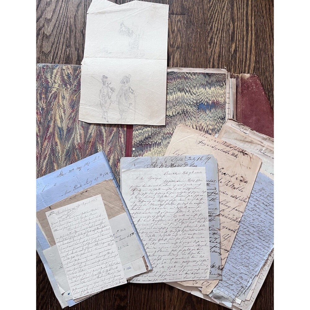 1830's to 1880's Lot of 69 Antique Letters English German Paper Ephemera